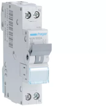 Hager MJN502A Kismegszakító 1P+N, C-2A, 4,5kA, 1M