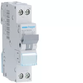 Hager MLN502A Kismegszakító 1P+N, C-2A, 6kA, 1M