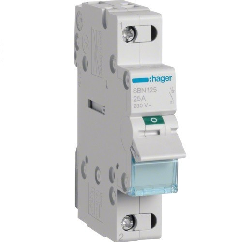 Hager SBN125, moduláris terheléskapcsoló 1P 25A 230 V (Hager SBN125)
