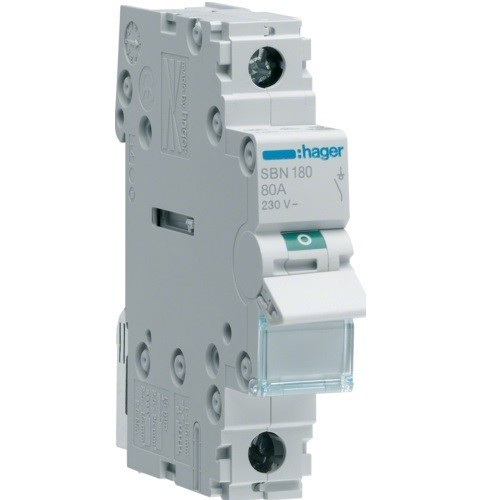 Hager SBN180, moduláris terheléskapcsoló 1P 80A 230 V (Hager SBN180)