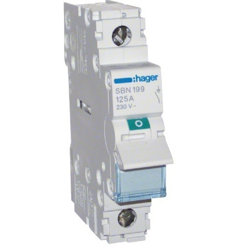 Hager SBN199, moduláris terheléskapcsoló 1P 125A 230 V (Hager SBN199)