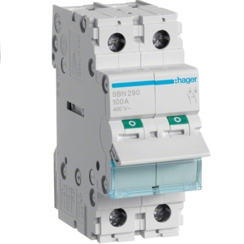Hager SBN290, moduláris terheléskapcsoló 2P 100A 400 V (Hager SBN290)
