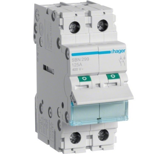 Hager SBN299, moduláris terheléskapcsoló 2P 125A 400 V (Hager SBN299)