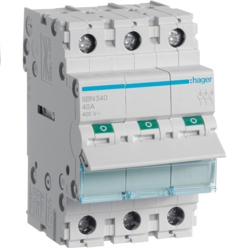 Hager SBN340, moduláris terheléskapcsoló 3P 40A 400 V (Hager SBN340)
