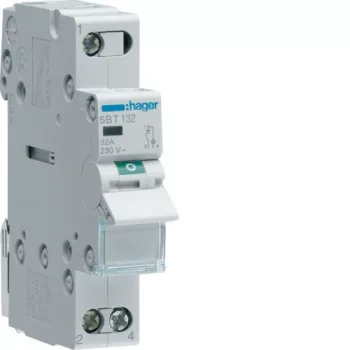   Hager SBT132 Leválasztókapcsoló jelzőlámpával, 1P, 32A, moduláris, 1M, lámpa: direkt táp/direkt elmenő