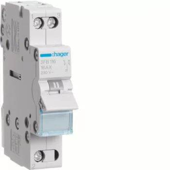   Hager SFB116 Választókapcsoló, 1P, 16A, I-0-II, moduláris, 1M, közös pont alul