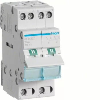   Hager SFB225 Választókapcsoló, 2P, 25A, I-0-II, moduláris, 2M, közös pont alul