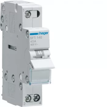   Hager SFT140 Választókapcsoló, 1P, 40A, I-0-II, moduláris, 1M, közös pont felül