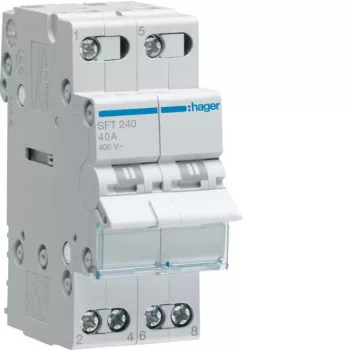   Hager SFT240 Választókapcsoló, 2P, 40A, I-0-II, moduláris, 2M, közös pont felül