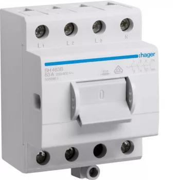   Hager SH463B Kompakt kikapcsoló, 4P, 63A, kiegészítő sorkapoccsal, 3,5M