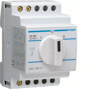   Hager SK600 Átkapcsoló, forgó, I-0-II, 1P, 20A, 400V, moduláris, 3M