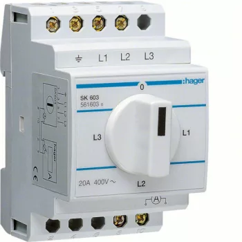   Hager SK603 Ampermérő átkapcsoló, 7 állású, 20A, 400V, 3M