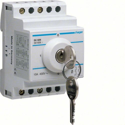 Hager SK606 Kulcsos kapcsoló, I-II, 10A, 2P, 400V, moduláris, 3M