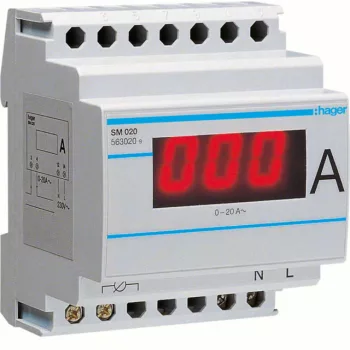   Hager SM020 Digitális ampermérő, 1 fázisú, direktmérés, 0-20A, moduláris