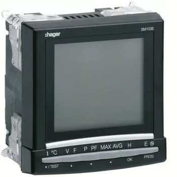   Hager SM103E Áramváltós Multiméter ajtóra, pillanat, maximum és átlagértékek mérése