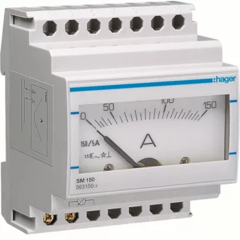   Hager SM150 Analóg ampermérő, 1 fázisú, áramváltós mérés, 150A-ig, moduláris