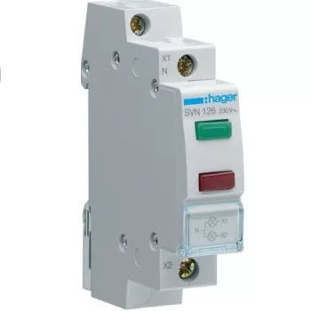   Hager SVN126, moduláris jelzőlámpa, 1db zöld + 1db piros leddel, 230V AC (Hager SVN126)