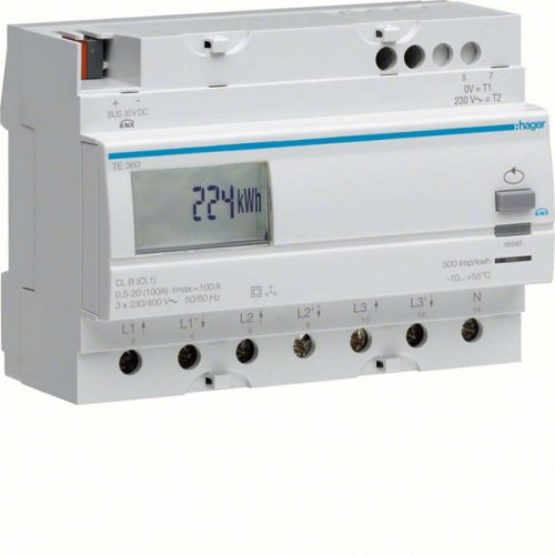 Hager TE360 KNX direkt fogyasztásmérő, 100A, 1