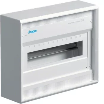  Hager Volta VA12B Műanyag kiselosztó 12 modul, 1 sor, ajtó nélkül, IP30, falon kívüli, Volta (Hager VA12B)