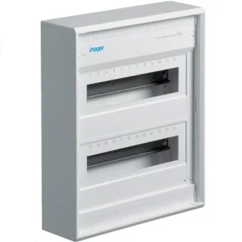   Hager Volta VA24B Műanyag kiselosztó 24 modul, 2 sor, ajtó nélkül, IP30, falon kívüli, Volta (Hager VA24B)