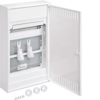   Hager VA36NW Volta multimédia elosztó 3 soros kivágott fém ajtóval falon kívüli, 515x305x96.5mm