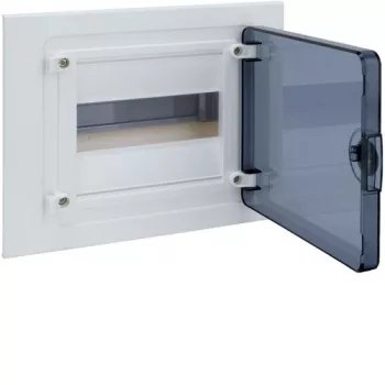   Hager Golf VF108TD Műanyag kiselosztó, 8 modul, 1 sor, füstszínű ajtóval, IP40, süllyesztett, Golf (Hager VF108TD)