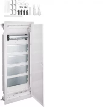   Hager VH60NW Volta multimédia elosztó 5 soros kivágott fém ajtóval gipszkarton falba süllyesztett, 880.5x348x98mm (Fal kivágás 845x314,5x89mm)