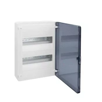   Hager Golf VS212TD Műanyag kiselosztó, 24 modul, 2 sor, füstszínű ajtóval, IP40, falon kívüli, Golf (Hager VS212TD)