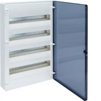   Hager Golf VS418TD Műanyag kiselosztó, 72 modul, 4 sor, füstszínű ajtóval, IP40, falon kívüli, Golf (Hager VS418TD)