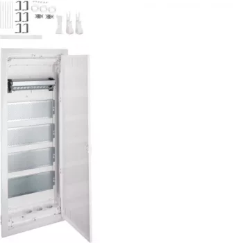   Hager VU60NW Volta multimédia elosztó 5 soros kivágott fém ajtóval falba süllyesztett, 880.5x348x98mm (Fal kivágás 845x314,5x89mm)