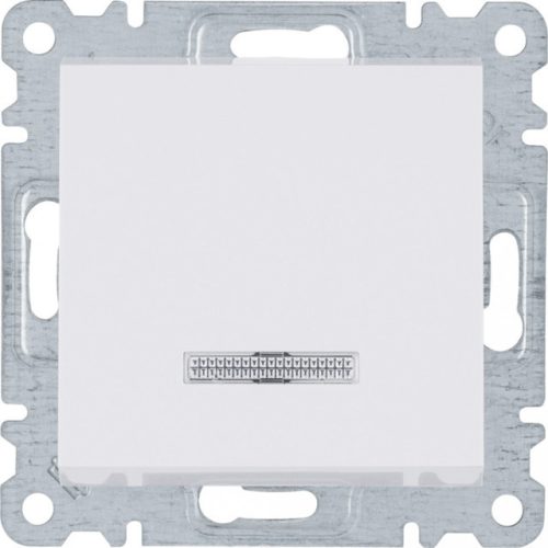 Hager Lumina WL0210 egypólusú kapcsoló (101), fehér burkolattal, keret nélkül, süllyesztett, jelzőfénnyel, rugós bekötés, 10A 250V IP20 (IP44 531884 tömítőkészlettel, külön rendelhető)