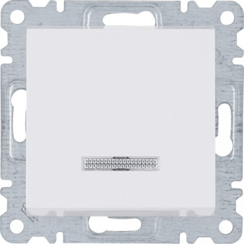 Hager Lumina WL0220 váltókapcsoló (106), fehér burkolattal, keret nélkül, süllyesztett, jelzőfénnyel, rugós bekötés, 10A 250V IP20 (IP44 531884 tömítőkészlettel, külön rendelhető)
