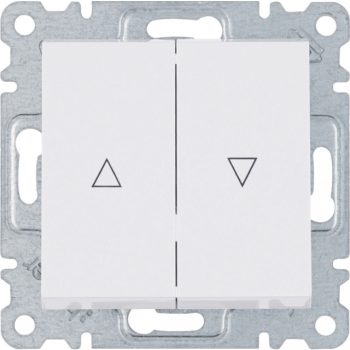   Hager Lumina WL0310 Redőnykapcsoló, fehér burkolattal, keret nélkül, süllyesztett, rugós bekötés, 10A 250V IP20 (IP44 531884 tömítőkészlettel, külön rendelhető)