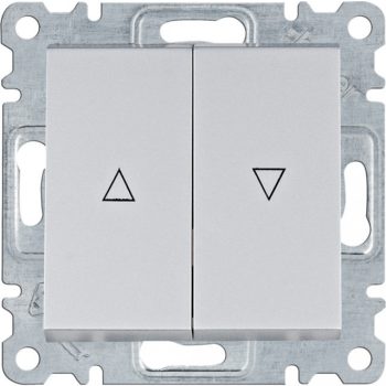   Hager Lumina WL0312 Redőnykapcsoló, ezüst burkolattal, keret nélkül, süllyesztett, rugós bekötés, 10A 250V IP20 (IP44 531884 tömítőkészlettel, külön rendelhető)
