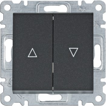   Hager Lumina WL0313 Redőnykapcsoló, fekete burkolattal, keret nélkül, süllyesztett, rugós bekötés, 10A 250V IP20 (IP44 531884 tömítőkészlettel, külön rendelhető)