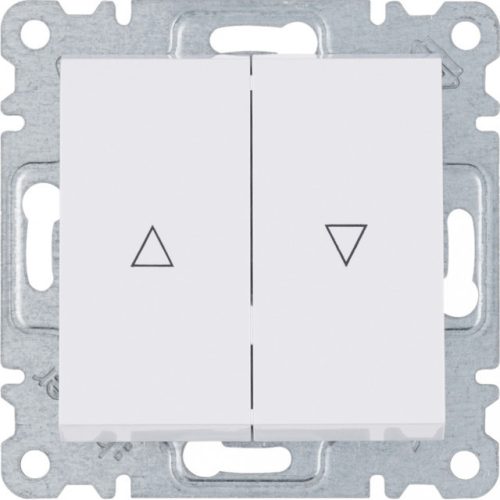 Hager Lumina WL0320 Redőnynyomó, fehér burkolattal, keret nélkül, süllyesztett, rugós bekötés, 10A 250V IP20 (IP44 531884 tömítőkészlettel, külön rendelhető)