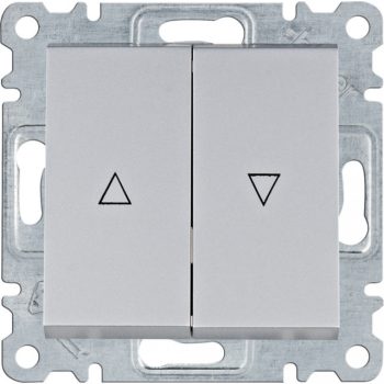   Hager Lumina WL0322 Redőnynyomó, ezüst burkolattal, keret nélkül, süllyesztett, rugós bekötés, 10A 250V IP20 (IP44 531884 tömítőkészlettel, külön rendelhető)