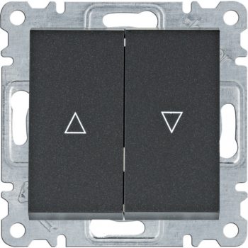   Hager Lumina WL0323 Redőnynyomó, fekete burkolattal, keret nélkül, süllyesztett, rugós bekötés, 10A 250V IP20 (IP44 531884 tömítőkészlettel, külön rendelhető)