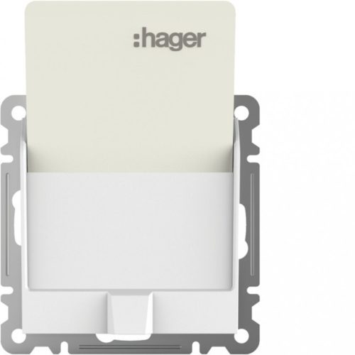 Hager Lumina WL0510 hotelkártya kapcsoló, fehér burkolattal, keret nélkül, süllyesztett, 10A 250V IP20 (IP44 531884 tömítőkészlettel, külön rendelhető)