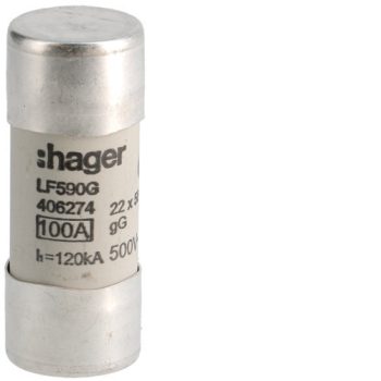   Hager lf590g Hengeres olvadóbiztosítóbetét, 22x58 mm, gG, 100 A 500 V
