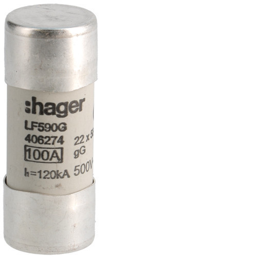 Hager lf590g Hengeres olvadóbiztosítóbetét, 22x58 mm, gG, 100 A 500 V