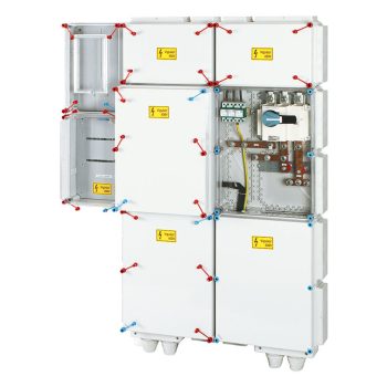   Hensel HÁFM500BT-U Áramváltós mérőhely 500 A-ig, 1 felhasználási helyes indirekt mérés, földkábeles, felületre szerelt, kombinált szekrény kivitelben, olvadóbiztosítóval, tűzeseti lekapcsolással, túlfeszültség levezetővel