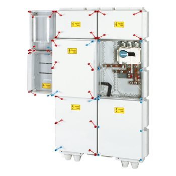   Hensel HÁFM500M-U Áramváltós mérőhely 500 A-ig, 1 felhasználási helyes indirekt mérés, földkábeles, felületre szerelt, kombinált szekrény kivitelben, megszakítóval, tűzeseti lekapcsolással