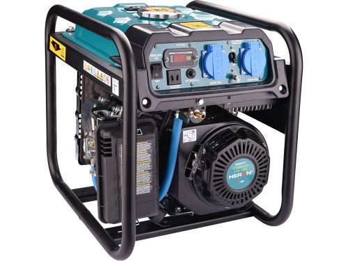 Heron 8896231 benzin-gázmotoros áramfejlesztő, 3,7 kVA, 230V, 1 fázisú, inverteres ( 8896231 )