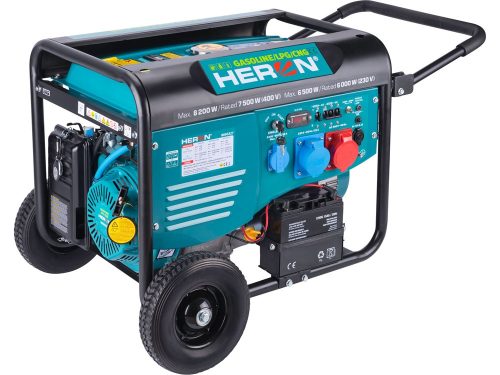Heron 8896327 benzin-gázmotoros áramfejlesztő, 8000 VA, távírányítható, 400/230 V ( 8896327 )