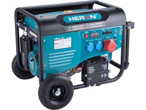Heron 8896420 benzinmotoros áramfejlesztő, max 6000 VA, háromfázisú, önindítós ( 8896420 )