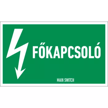   Főkapcsoló Öntapadós zöld matrica, 100x60 mm-es méretben, 4db/ív (ERV017001ONV01000060)