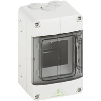   J.Pröpster 206010 KV 9109 3 TE vízálló kiselosztó 3 modul, 1 sor, szürke színű átlátszó ajtóval, IP65, falon kívüli ( J.Pröpster 206010 )