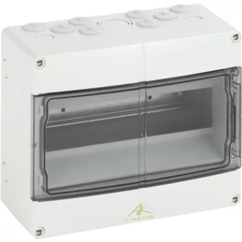   J.Pröpster 206011 KV 9109 12 TE vízálló kiselosztó 12 modul, 1 sor, szürke színű átlátszó ajtóval, IP65, falon kívüli ( J.Pröpster 206011 )