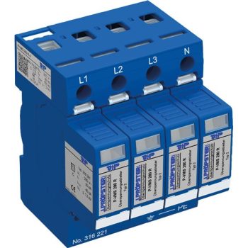   J.Pröpster 316221 TF P-VMS 280 R 4 Túlfeszültség-levezető 2-es típus, 4 pólus, távjelző nélkül, LN 280V, N-PE 255V ( J.Pröpster 316221 )